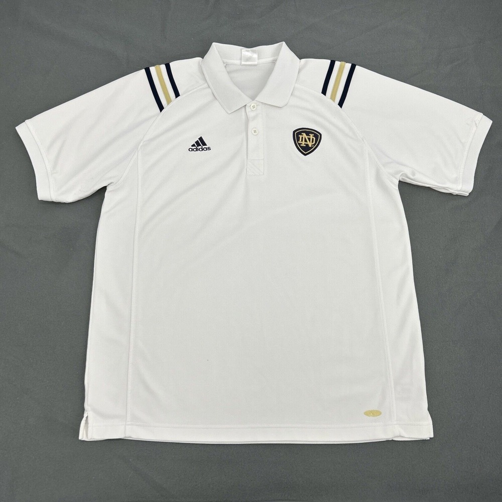 Notre Dame ND Fighting Irish Shirt Men's M White adidas Short Sleeve‎ Polo